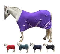 Majestic Ally Anti Pill Fleece Horse Blanket/Sheet with Silver Braided Rope (Purple, 78)