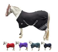 Majestic Ally Anti Pill Horse Fleece Rug Horse Blanket/Sheet with Silver Braided Rope (76, Black)