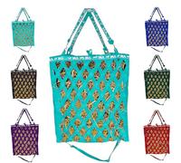 Majestic Ally Double Side Open Slow Feeder Hay Bag - Diamond Shaped Obliquely Placed Webbing (Turquoise)