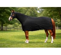 Majestic Ally Full Body Horse Sheet with Neck Cover, 4-Way Stretch Spandex, Multiple Colors, Small to Extra Large (Black, Medium)