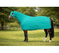 Majestic Ally Full Body Horse Sheet with Neck Cover, 4-Way Stretch Spandex, Multiple Colors, Small to Extra Large (Turquoise, Large)