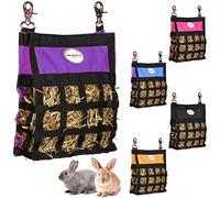 Majestic Ally Guinea Pig & Rabbit Hay Feeder - Premium Quality Highly Durable Nylon - Three Side Open Slow Feed Hay Bag for Small Animals - 5 Lovely Colors (Purple)