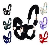 Majestic Ally horse Halter Fleece Set -Full, Set of 09 (Crown, Noseband, Cheeks, Chin, Neck Pieces) and Set of 4 (Crown, Noseband, Cheeks), Multiple Colors (Black, 09 Piece)