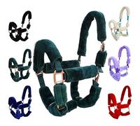 Majestic Ally horse Halter Fleece Set -Full, Set of 09 (Crown, Noseband, Cheeks, Chin, Neck Pieces) and Set of 4 (Crown, Noseband, Cheeks), Multiple Colors (Hunter Green, 09 Piece)