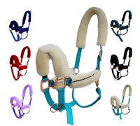 Majestic Ally Horse Halter Fleece Set -Full, Set of 09 (Crown, Noseband, Cheeks, Chin, Neck Pieces) and Set of 4 (Crown, Noseband, Cheeks), Multiple Colors (Cream, 04 Piece)