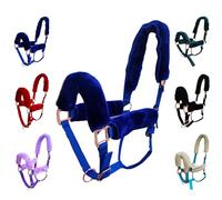 Majestic Ally horse Halter Fleece Set -Full, Set of 09 (Crown, Noseband, Cheeks, Chin, Neck Pieces) and Set of 4 (Crown, Noseband, Cheeks), Multiple Colors (Royal Blue, 04 Piece)
