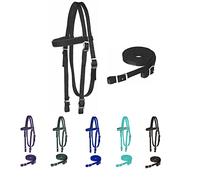 Majestic Ally Horse Headstall with Reins, Nylon Padded Browband, Multiple Colors (Black, Pony)