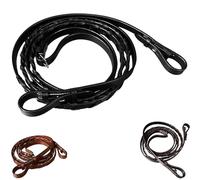 Majestic Ally Horse Reins, Full Size, English Riding, Multiple Styles and Colors (Leather Laced Reins, Black, Full)