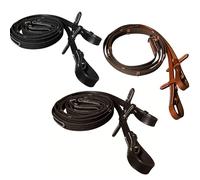 Majestic Ally Horse Reins, Full Size, English Riding, Multiple Styles and Colors (Leather Ribbed PMC Reins, Chestnut, Full)