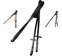 Majestic Ally Horse Reins, Full Size, English Riding, Multiple Styles and Colors (Leather Solid Rubber Reins, Black, Full)