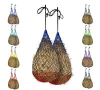 Majestic Ally Horse Slow Eating Hay Net 56" Strong Soft Mess with 3" x 3" Holes Nylon Rope Simulates Grazing Reduces Waste (Patriotic)