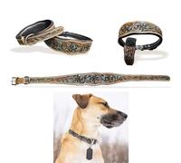 Majestic Ally Leather Dog Collar with Adjustable, Padded Fit for Walking, Hiking, and Running, Designer Western Wear for Puppies, Fancy Colors