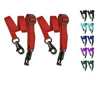 Majestic Ally Pack of 2, Double Thick Trailer Tie for Horse Haulage, Cross tie with Adjustable Buckle, Panic Snap and Bull Snap - 1 Inch by 36 Inch (Red)