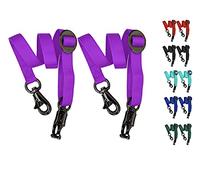 Majestic Ally Pack of 2, Double Thick Trailer Tie for Horse Haulage with Adjustable Buckle, Panic Snap and Bull Snap - 1 Inch by 36 Inch (Purple)