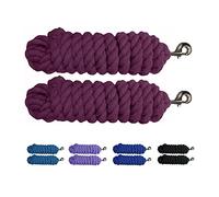 Majestic Ally Pack of 2 Solid Cotton Lead Rope for Horses - 10 Foot Long and 5/8 inch Thick - Replaceable Satin Bolt Snap - Handmade - Soft, Broken in Feel (Burgundy)