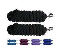 Majestic Ally Pack of 2 Solid Cotton Lead Rope for Horses & Livestock - 10 Foot Long and 5/8 inch (16MM) Thick - Replaceable Heavy-Duty Satin Bolt Snap - Handmade - Soft, Broken in Feel (Black)