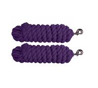 Majestic Ally Pack of 2 Solid Cotton Lead Rope for Horses & Livestock - 10 Foot Long and 5/8 inch Thick - Replaceable Heavy-Duty Satin Bolt Snap - Soft, Broken in Feel (Purple)