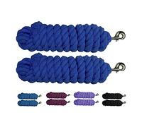 Majestic Ally Pack of 2 Solid Cotton Lead Rope for Horses & Livestock - 10 Foot Long and 5/8 inch Thick - Replaceable Heavy-Duty Satin Bolt Snap - Soft, Broken in Feel (Royal Blue)