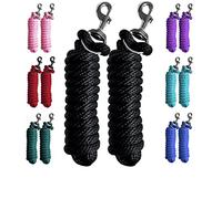 Majestic Ally Pack of 2 Solid Poly Lead Rope for Horses & Livestock - 10 Foot Long and 5/8 inch Thick - Replaceable Heavy-Duty Bolt Snap - Handmade - Soft, Broken in Feel (Black)