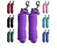 Majestic Ally Pack of 2 Solid Poly Lead Rope for Horses & Livestock - 10 Foot Long and 5/8 inch Thick - Replaceable Heavy-Duty Bolt Snap - Handmade - Soft, Broken in Feel (Purple)
