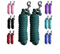 Majestic Ally Pack of 2 Solid Poly Lead Rope for Horses & Livestock - 10 Foot Long and 5/8 inch Thick - Replaceable Heavy-Duty Bolt Snap - Handmade - Soft, Broken in Feel (Hunter Green)
