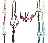Majestic Ally Padded Beaded Nose Braided Rope Halter with 10' Matching Lead - Full (Brown)