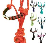 Majestic Ally Padded Beaded Nose Braided Rope Halter with 10' Matching Lead (Red)