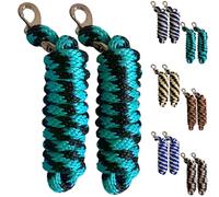 Majestic Ally Polypropylene Lead Rope with Removable Nickel Bolt Snap, 5/8 x 10 ft, for Horses and Livestock, 2 Pack (Navy -Silver)