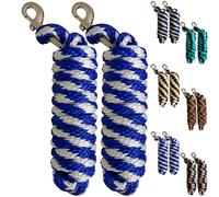 Majestic Ally Polypropylene Lead Rope with Removable Nickel Bolt Snap, 5/8 x 10 ft, for Horses and Livestock, 2 Pack (Royal Blue -White)
