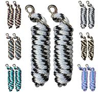 Majestic Ally Polypropylene Lead Rope with Removable Nickel Bolt Snap, 5/8 x 10 ft, for Horses and Livestock, 2 Pack (Black -Gray-Silver)