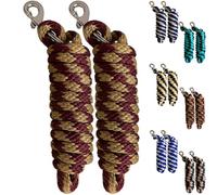 Majestic Ally Polypropylene Lead Rope with Removable Nickel Bolt Snap, 5/8 x 10 ft, for Horses and Livestock, 2 Pack (Marron -Gold)