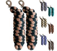 Majestic Ally Polypropylene Lead Rope with Removable Nickel Bolt Snap, 5/8 x 10 ft, for Horses and Livestock, 2 Pack (Black -Turquoise)