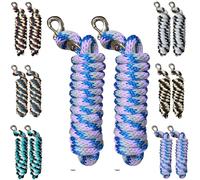 Majestic Ally Polypropylene Lead Rope with Removable Nickel Bolt Snap, 5/8 x 10 ft, for Horses and Livestock, 2 Pack (Sky Blu-Lilac-Gray)