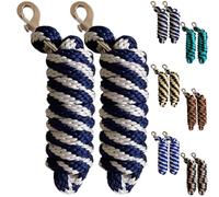 Majestic Ally Polypropylene Lead Rope with Removable Nickel Bolt Snap, 5/8 x 10 ft, for Horses and Livestock, 2 Pack (Hunter Green -Tan)