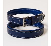 Majestic Ally Soft Leather Dog Collar, Multiple Colors, Stainless Steel Hardware, Padded, S-XL Sizes (Royal Blue, S)