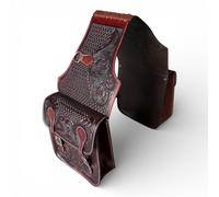 Majestic Ally Western Saddle Bag, Hand-Tooled Leather, Mahogany Brown, Floral and Basket Weave Pattern, Traditional Horse Riding Storage (Mahogany, Floral)