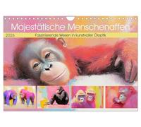 Majestic apes. Fascinating creatures in an artistic oil look UK-Version (Wall Calendar 2026 DIN A4 Landscape), CALVENDO 12 Month Wall Calendar