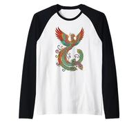 Majestic Asian Chinese Phoenix Rising Mythical Firebird Raglan Baseball Tee