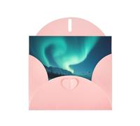 Majestic Aurora Pattern Print Shimmer Blank Greeting Cards with Envelopes, Elegant DIY Invitations,Thank You Notes