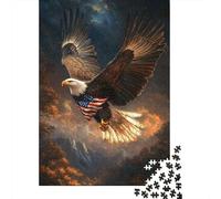 Majestic Bald Eagle 1000 Piece Jigsaw Puzzle Paper for Adults Flying in Cloudy Sky Puzzle Game for Family Relaxation Home Decor 38x26cm/1000pcs