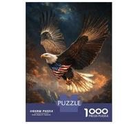 Majestic Bald Eagle 1000 Piece Jigsaw Puzzle Paper for Adults Soaring Sky Scene Focus Relaxation Home Decor Gift for Family 52x38cm/1000pcs