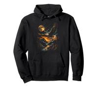 Majestic Bald Eagle Flying Mountain Wilderness River Moon Pullover Hoodie