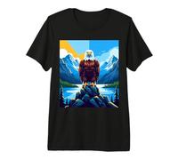 Majestic Bald Eagle Mountain Lake Wildlife Art Premium T-Shirt