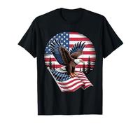 Majestic Bald Eagle with American Flag T-Shirt