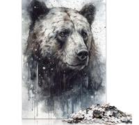 Majestic Bear Black Ink Puzzles 500 Pieces Wood Puzzle Jigsaws for Adults Family Game for Adults And Teenagers 500pcs (52x38cm)