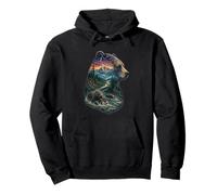 Majestic Bear Mountain River Wildlife Double Exposure hikers Pullover Hoodie