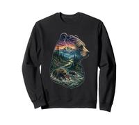Majestic Bear Mountain River Wildlife Double Exposure hikers Sweatshirt