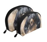 Majestic Bear Printed Makeup Bags 2-Piece Portable Shell Travel Toiletry Bag