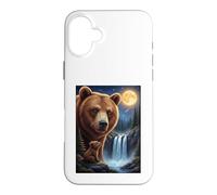 Majestic Bear Under the Moonlight Sky Nature Scene Case for iPhone 16 Plus