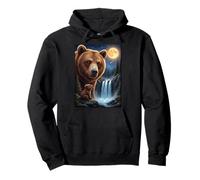 Majestic Bear Under the Moonlight Sky Nature Scene Pullover Hoodie